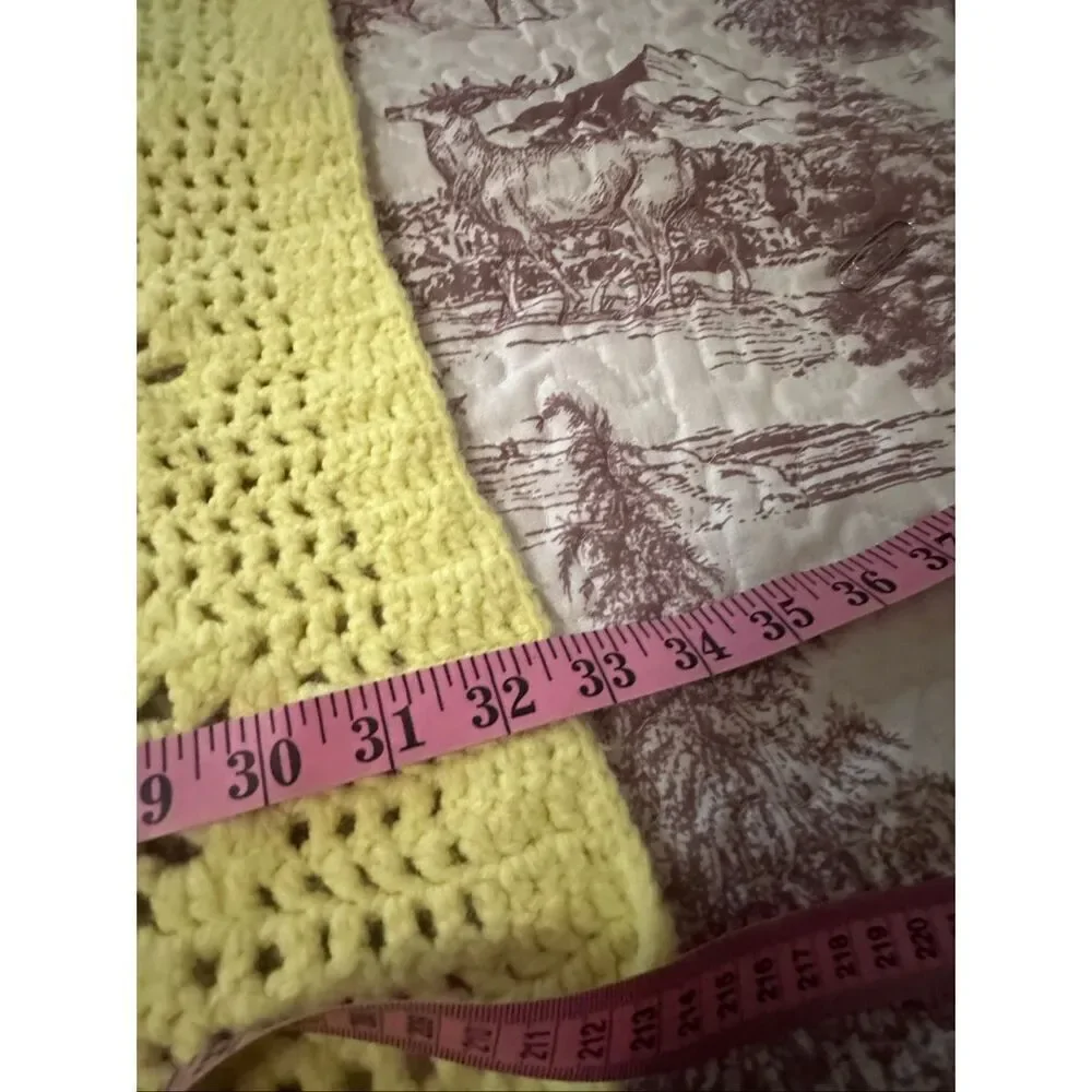 Handmade Yellow Diamond Pattern Soft Knit Crochet Blanket 33